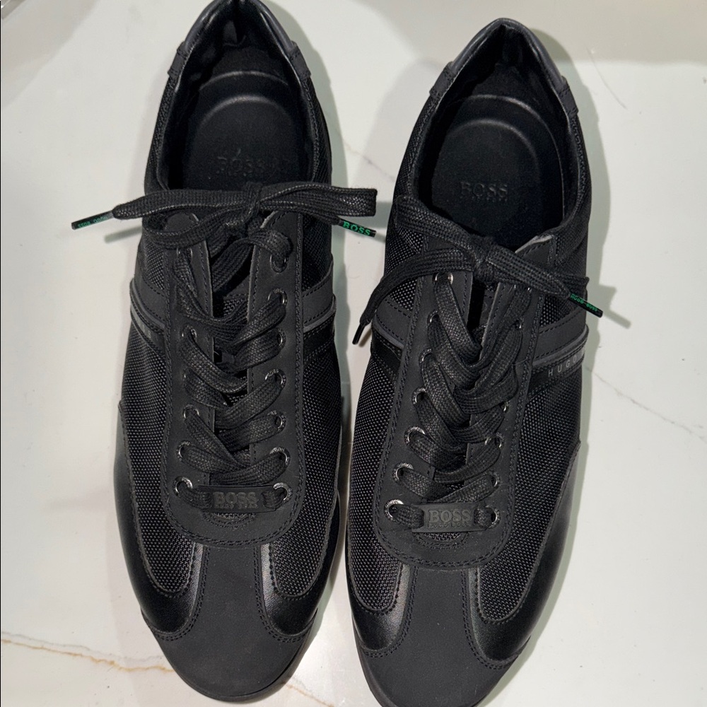 Hugo Boss Black Leather Slip-On Loafers NWOT